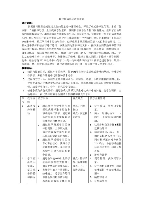 软式排球单元教学计划