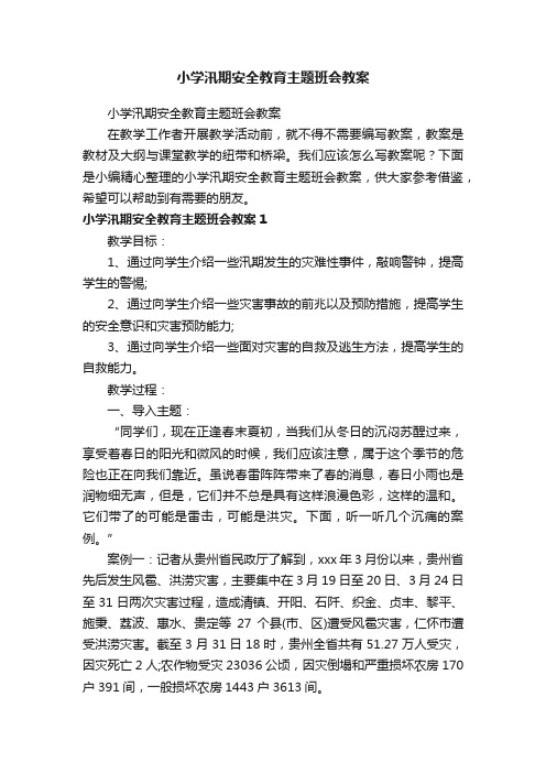 小学汛期安全教育主题班会教案