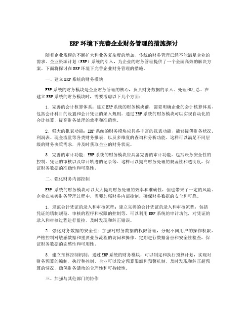 ERP环境下完善企业财务管理的措施探讨