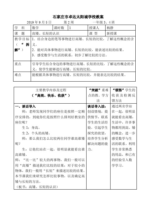 1比高矮、比长短