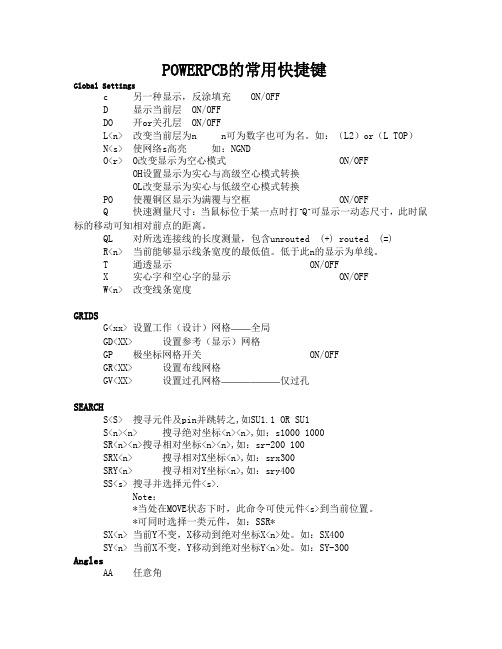 POWERPCB的快捷键