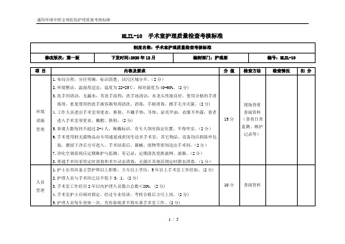 手术室护理质量检查考核标准