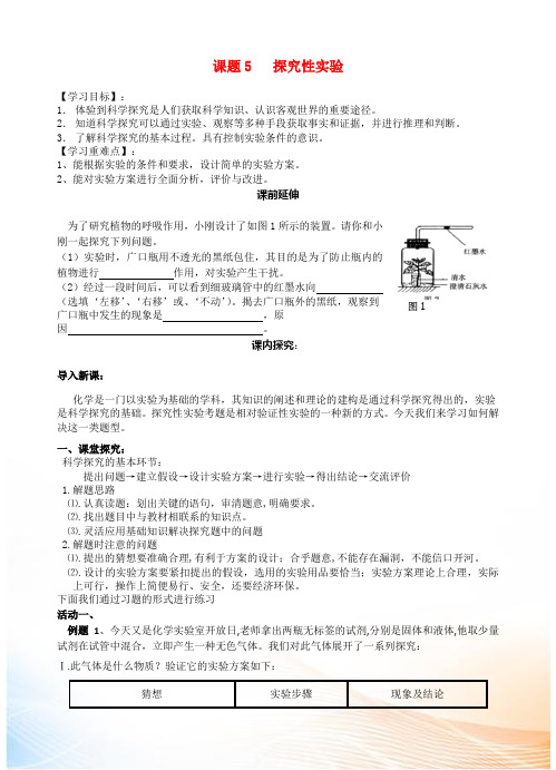 中考化学系列复习 课题5探究性实验学案苏教版