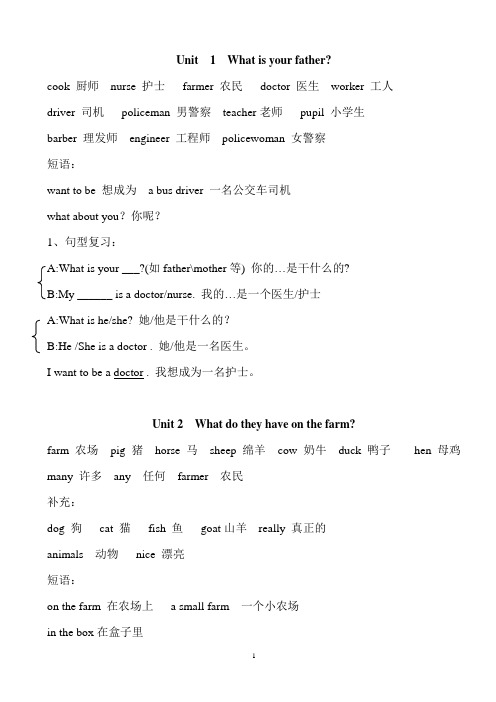 2013陕西旅游版四年级英语上册期末复习知识点_全