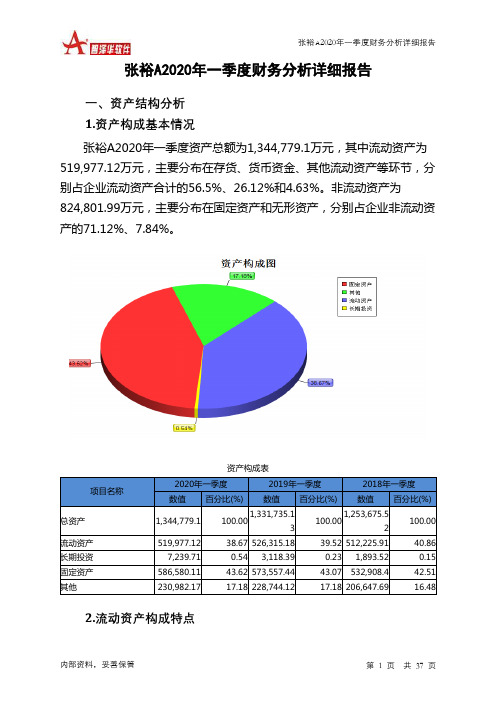 张裕A2020年一季度财务分析详细报告