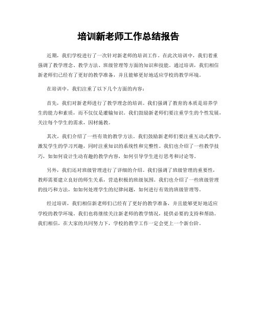 培训新老师工作总结报告