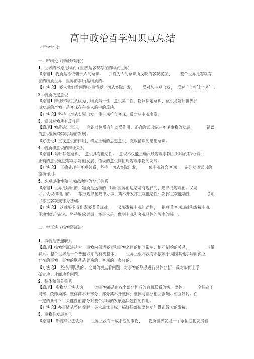 高中政治哲学必背知识点