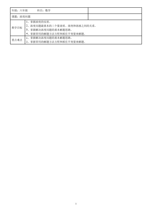 六年级数学浓度问题