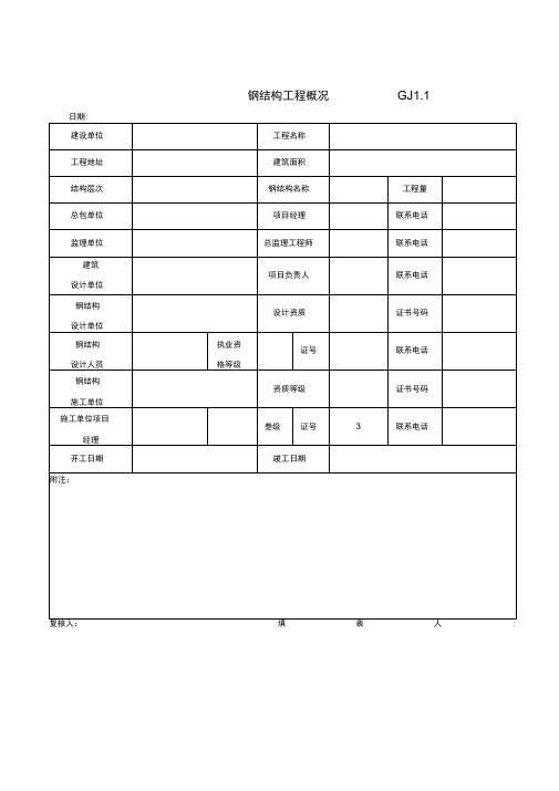 最新[全套]钢筋结构竣工验收表格