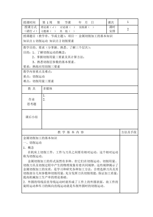 金属切削原理与刀具教案