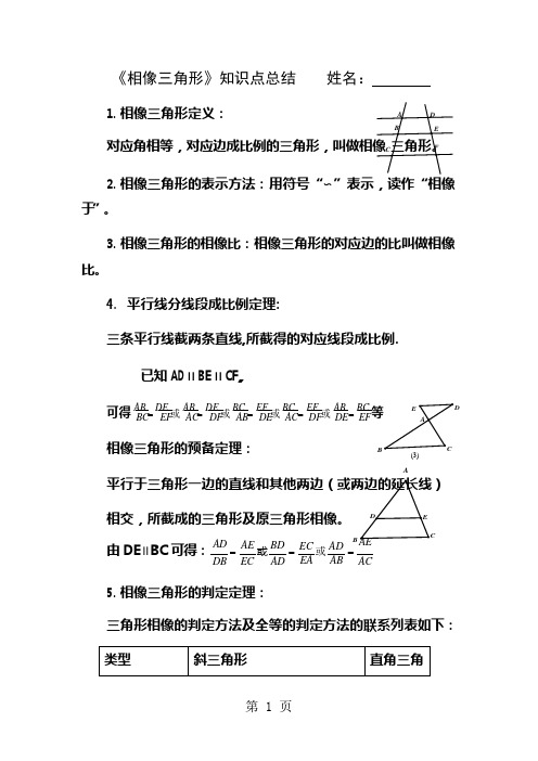 相似三角形知识点总结