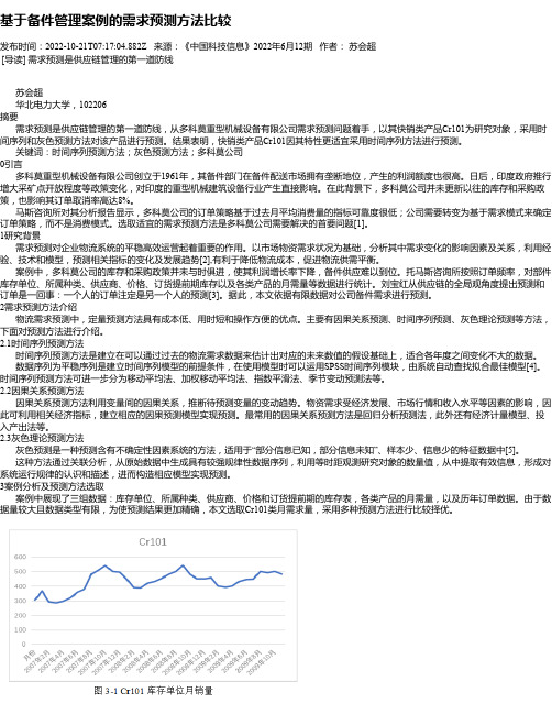 基于备件管理案例的需求预测方法比较