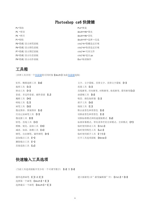Photoshop cs6快捷键