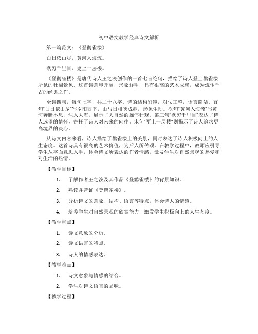 初中语文教学经典诗文解析(含学习方法技巧、例题示范教学方法)