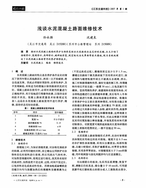 浅谈水泥混凝土路面维修技术