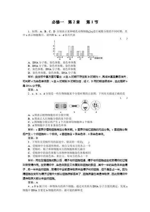 高三基础知识天天练 生物必修二2-1人教版