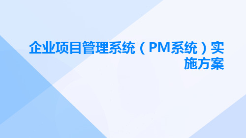 企业项目管理系统(PM系统)实施方案