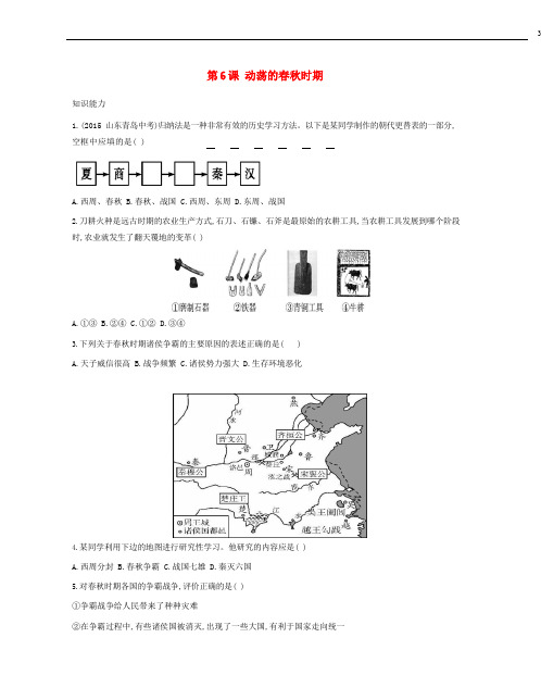 早期国家与社会变革第6课动荡的春秋时期资源拓展试题含解析新人教版