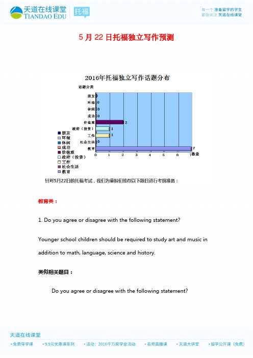 5月22日托福独立写作预测