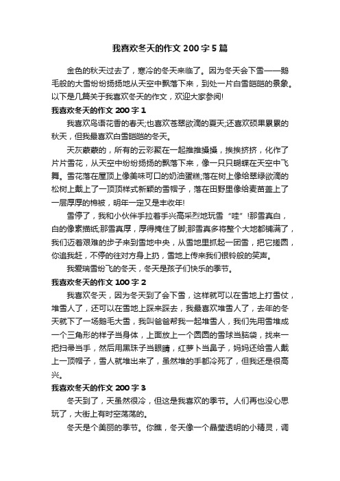 我喜欢冬天的作文200字5篇