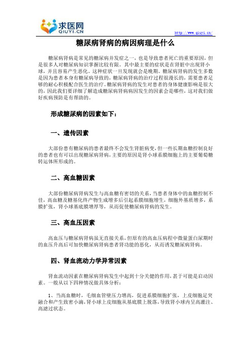 糖尿病肾病的病因病理是什么