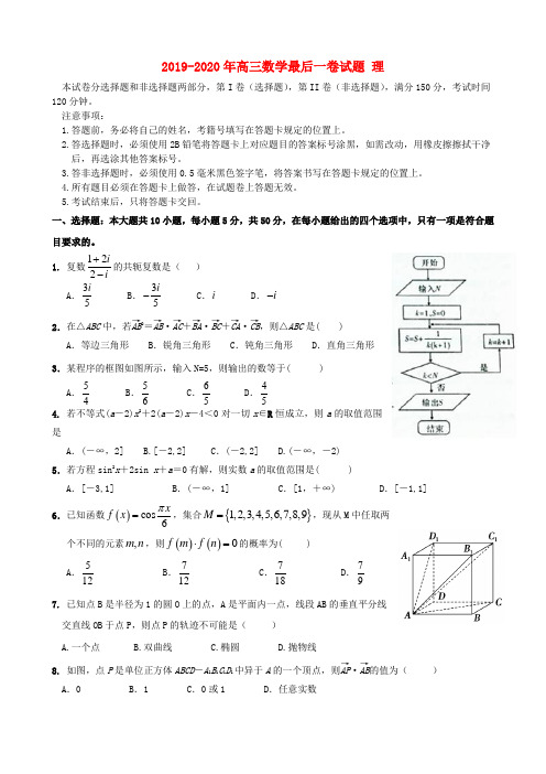 2019-2020年高三数学最后一卷试题 理