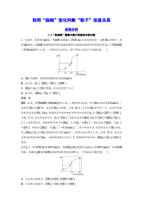 利用“曲线”变化判断“粒子”浓度关系