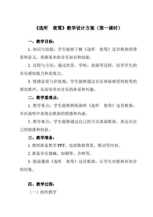 《第二单元 选听 夜莺》教学设计教学反思-2023-2024学年初中音乐人教版八年级上册