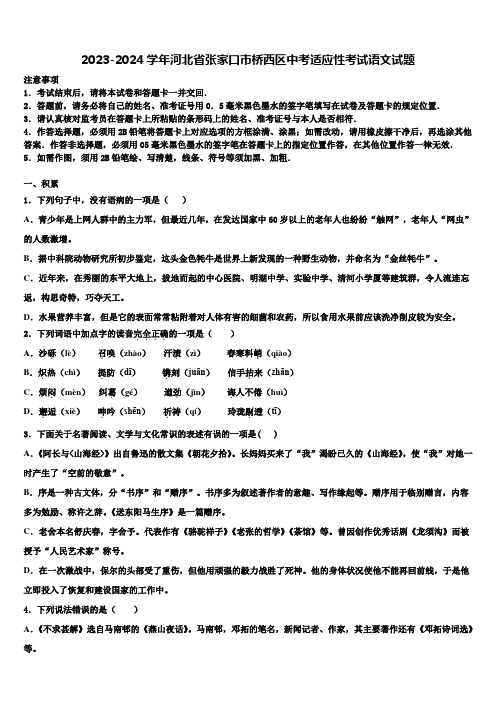 2023-2024学年河北省张家口市桥西区中考适应性考试语文试题含解析