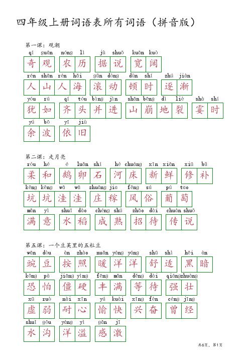 四年级上册所有词语表