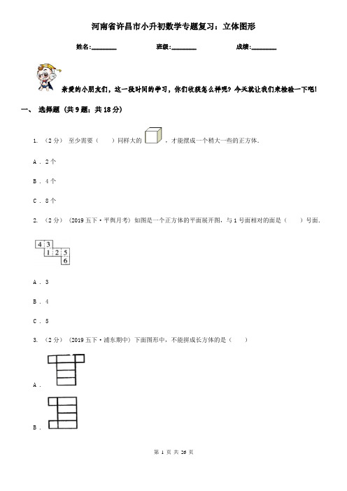 河南省许昌市小升初数学专题复习：立体图形