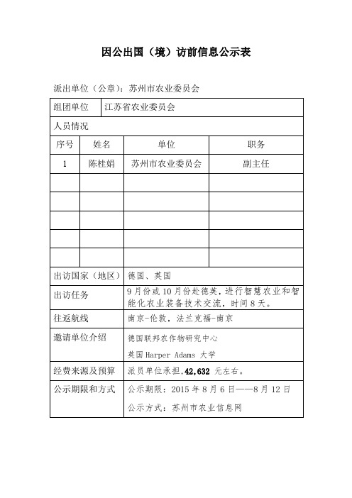 因公出国境访前信息公示表