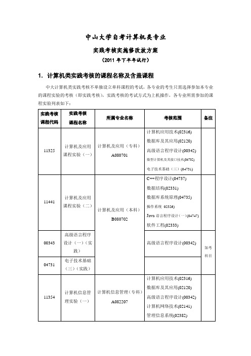 中山大学自考计算机类专业