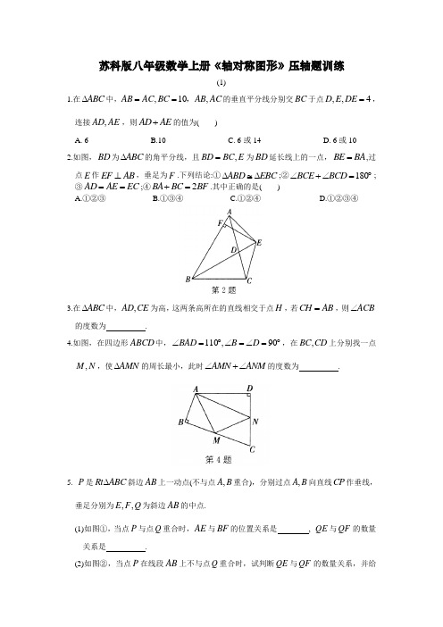 苏科版八年级数学上册《轴对称图形》压轴题训练(含答案)