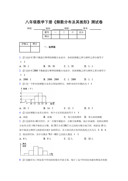 2019年秋浙教版初中数学八年级下册《频数分布及其图形》单元测试(含答案) (429)