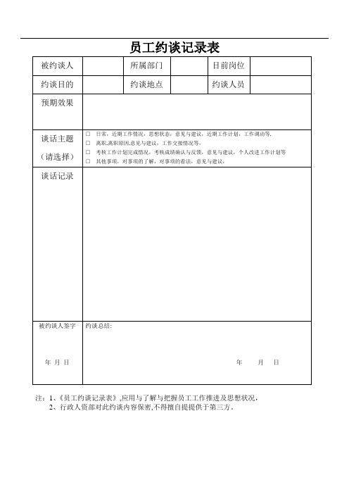 员工约谈记录表