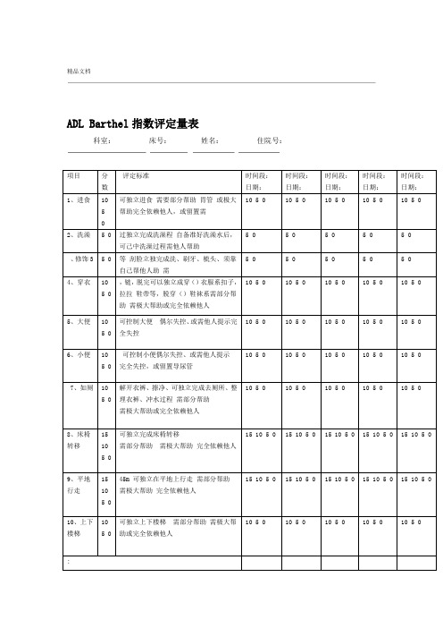 ADL改良Barthel指数评定量表