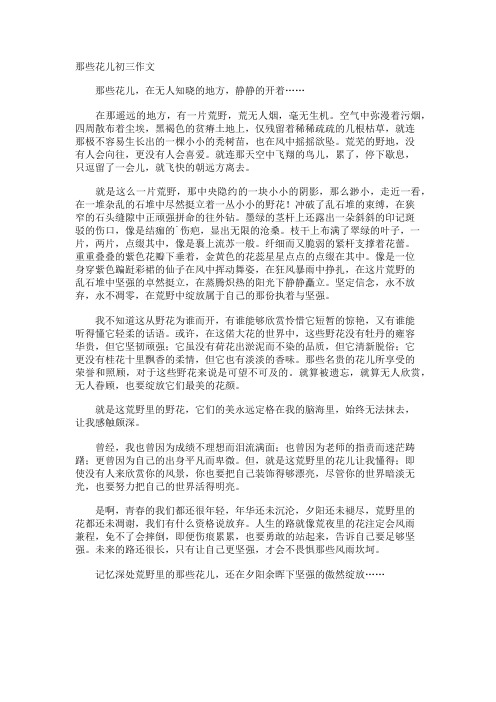 那些花儿初三作文