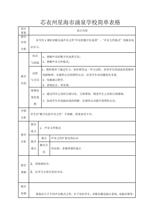 高中信息技术下册《 数字化的声音文件》教案高中下册信息技术教案