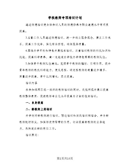 2024年学校教师专项培训计划（6篇）