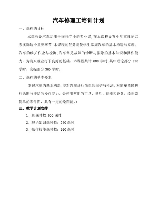 汽车修理工培训计划 (2)