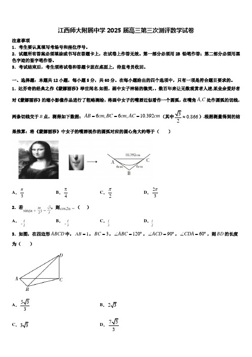 江西师大附属中学2025届高三第三次测评数学试卷含解析