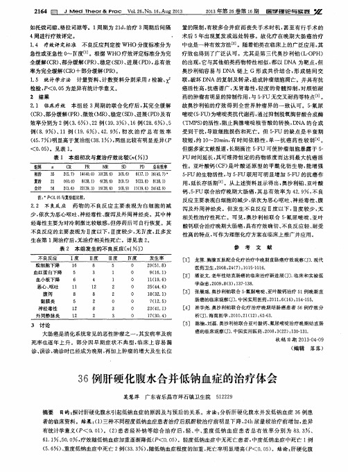 36例肝硬化腹水合并低钠血症的治疗体会