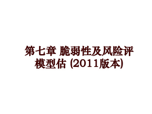 第七章 脆弱性及风险评模型估 (版本)