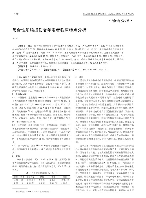 闭合性颅脑损伤老年患者临床特点分析