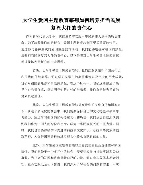 大学生爱国主题教育感想如何培养担当民族复兴大任的责任心