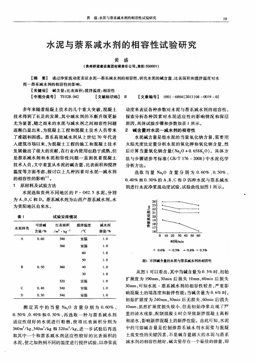 水泥与萘系减水剂的相容性试验研究