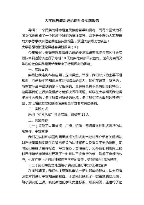 大学思想政治理论课社会实践报告