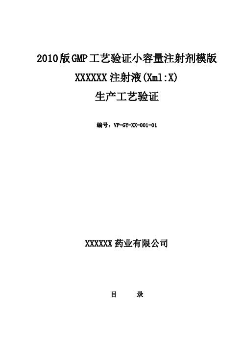 2010版GMP小容量注射剂工艺验证模版