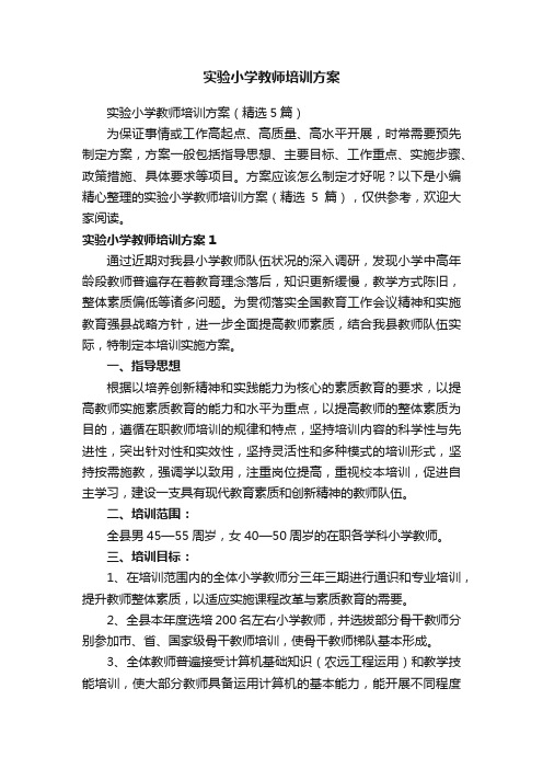 实验小学教师培训方案